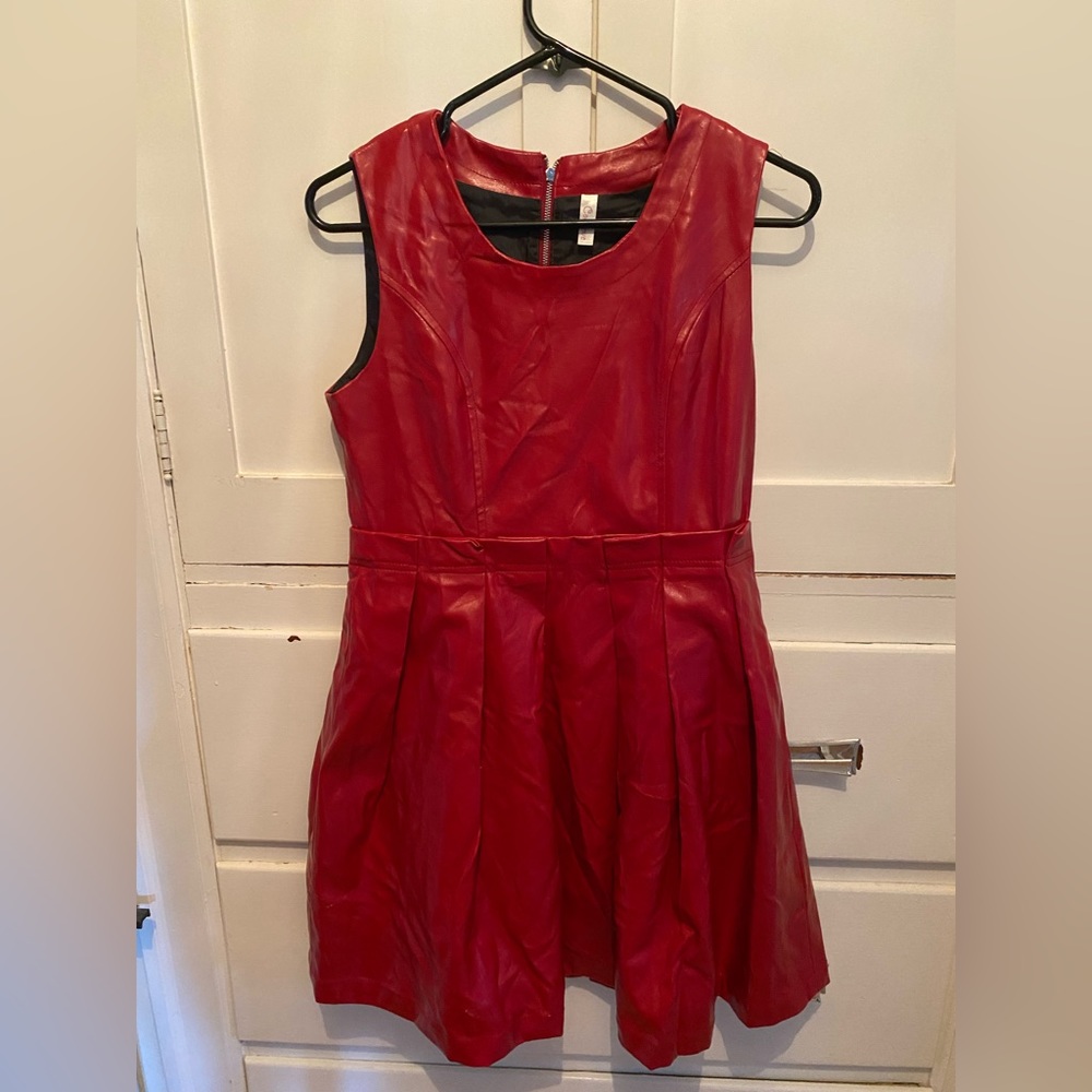 Coco Love Faux Leather Skater Dress - Small